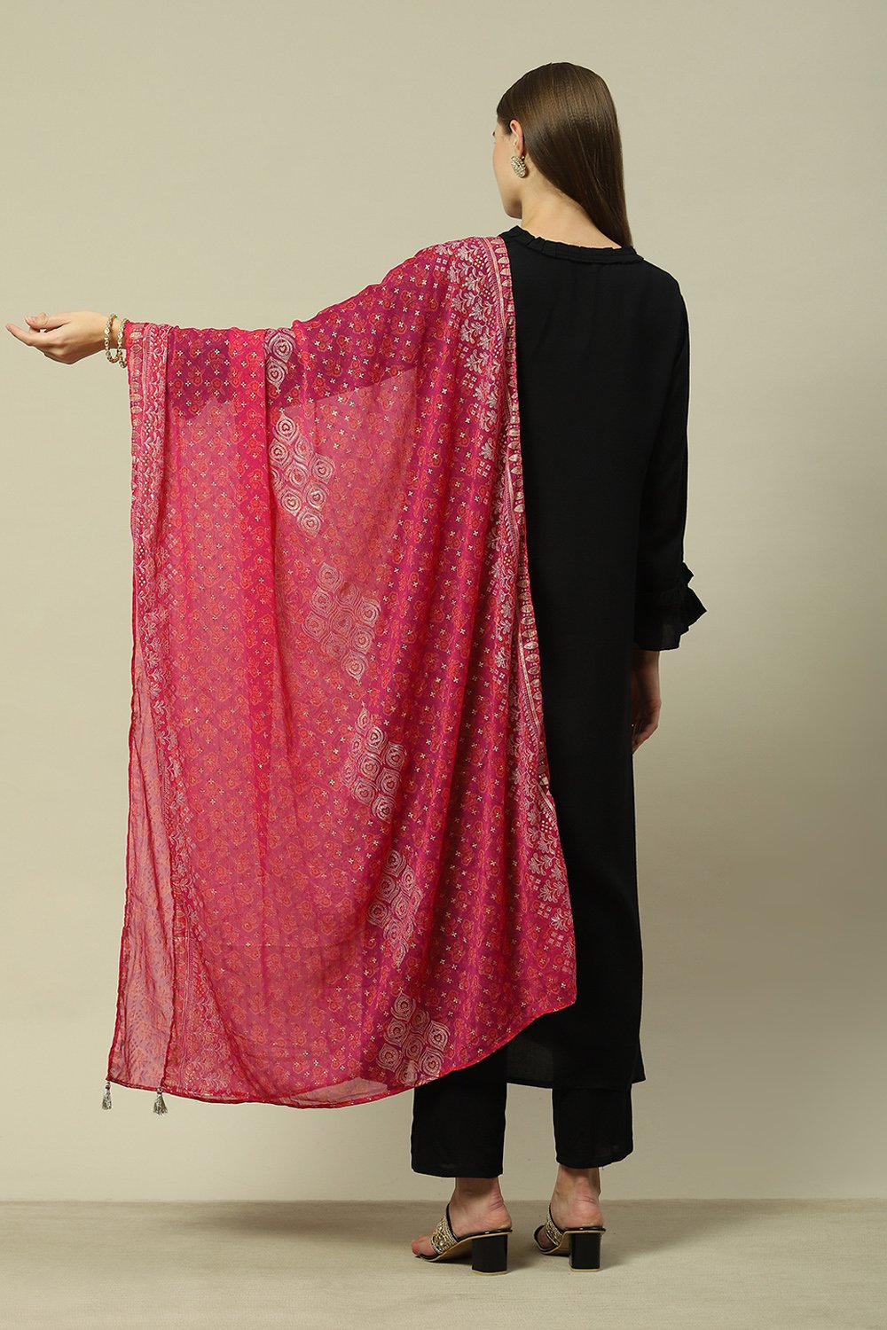 Purple Polyester Printed Dupatta image number 1