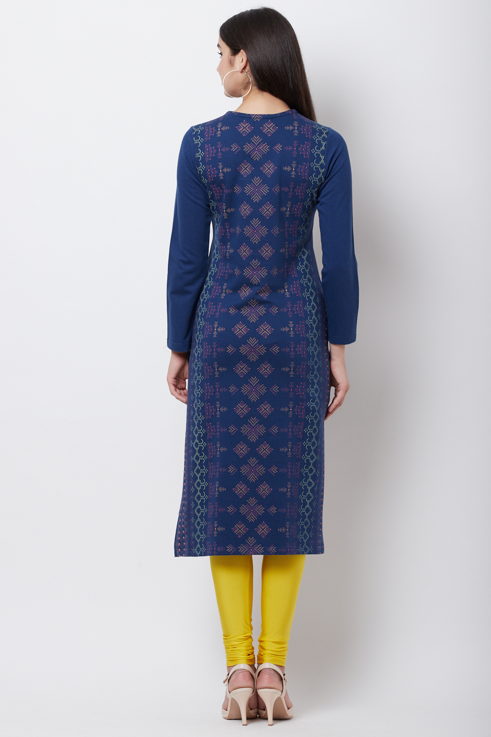 Blue Cotton Straight Kurta image number 4