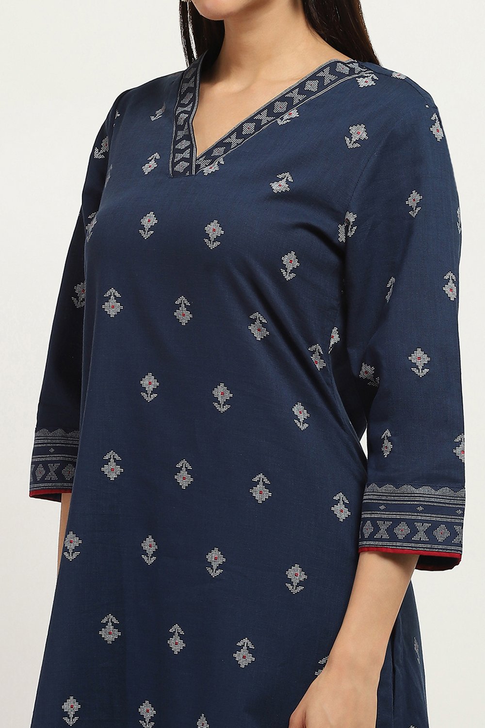 Maroon Cotton Printed Straight Kurta Set image number 1