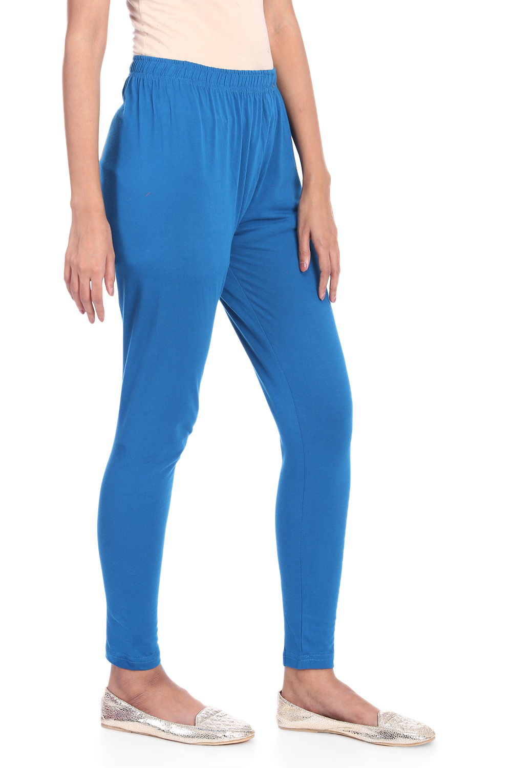 Teal Blue Cotton Leggings image number 2