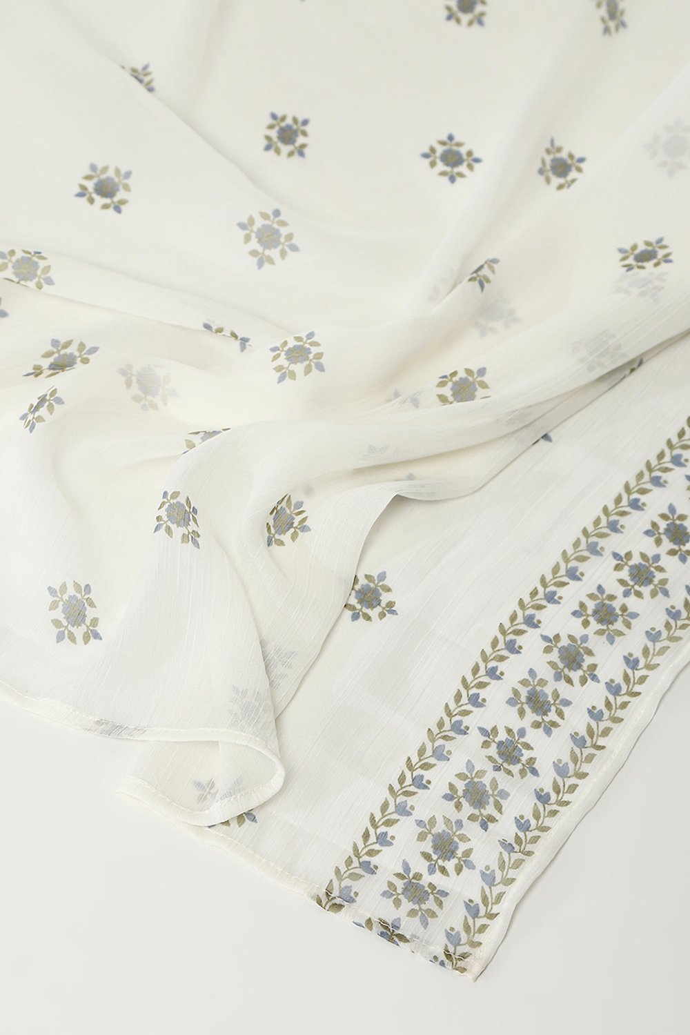 Off White Polyester Dupatta image number 3