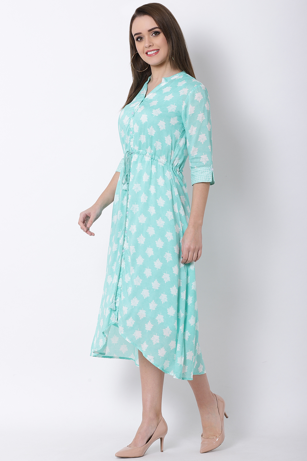 Green Viscose A-Line Dress image number 0