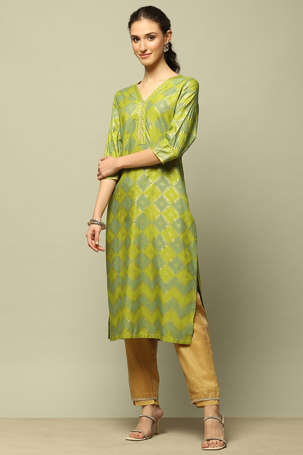 Blue Rayon Printed Straight Kurta image number 0