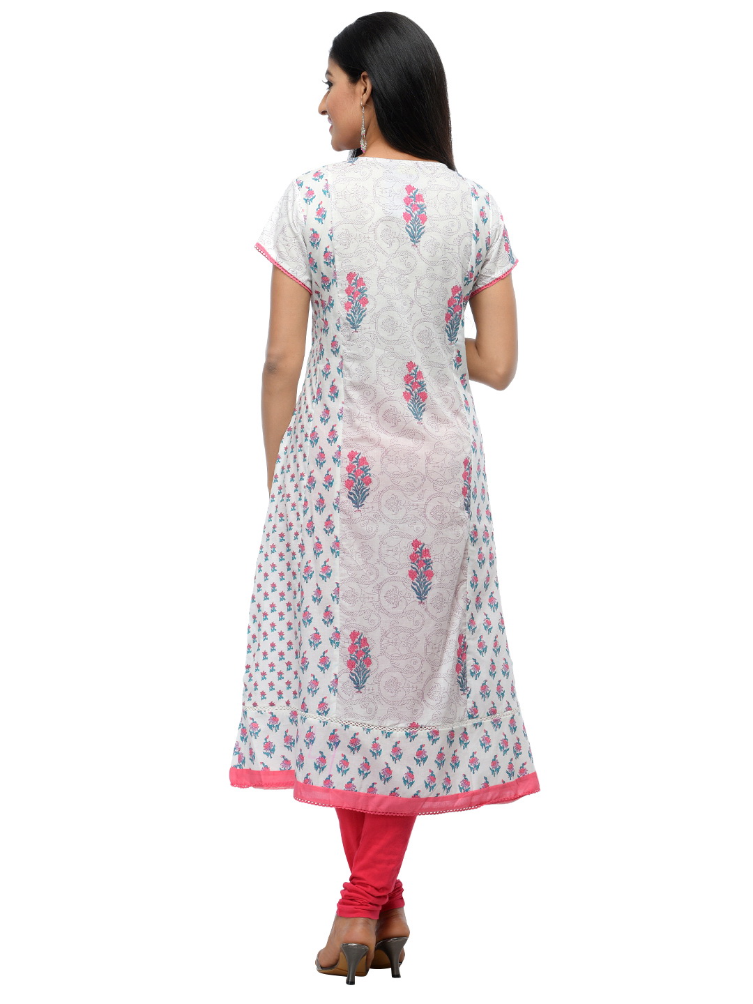 White Cotton Flared Kurta image number 3