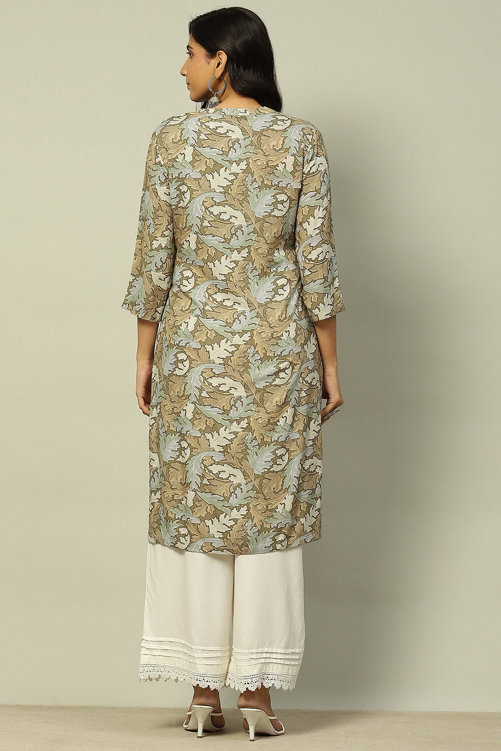 Green Printed Straight Kurta image number 3