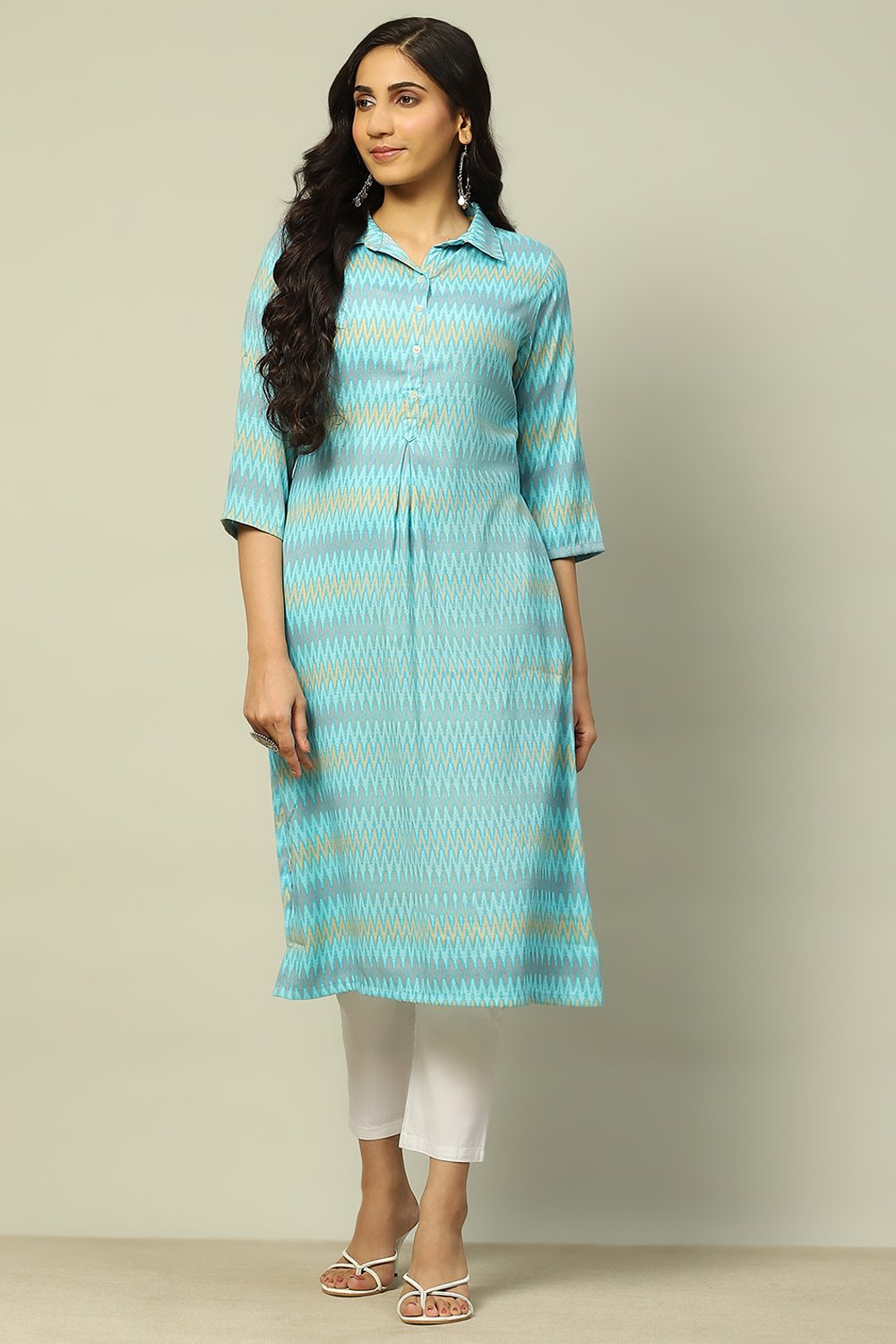 Blue Viscose Blend Printed Straight Kurta image number 5