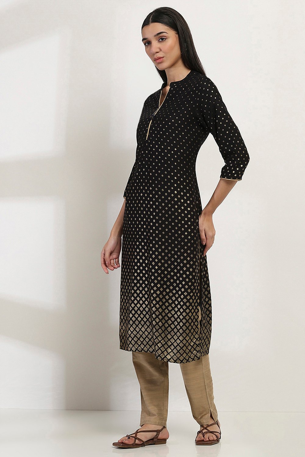 Black Viscose Straight Kurta image number 2