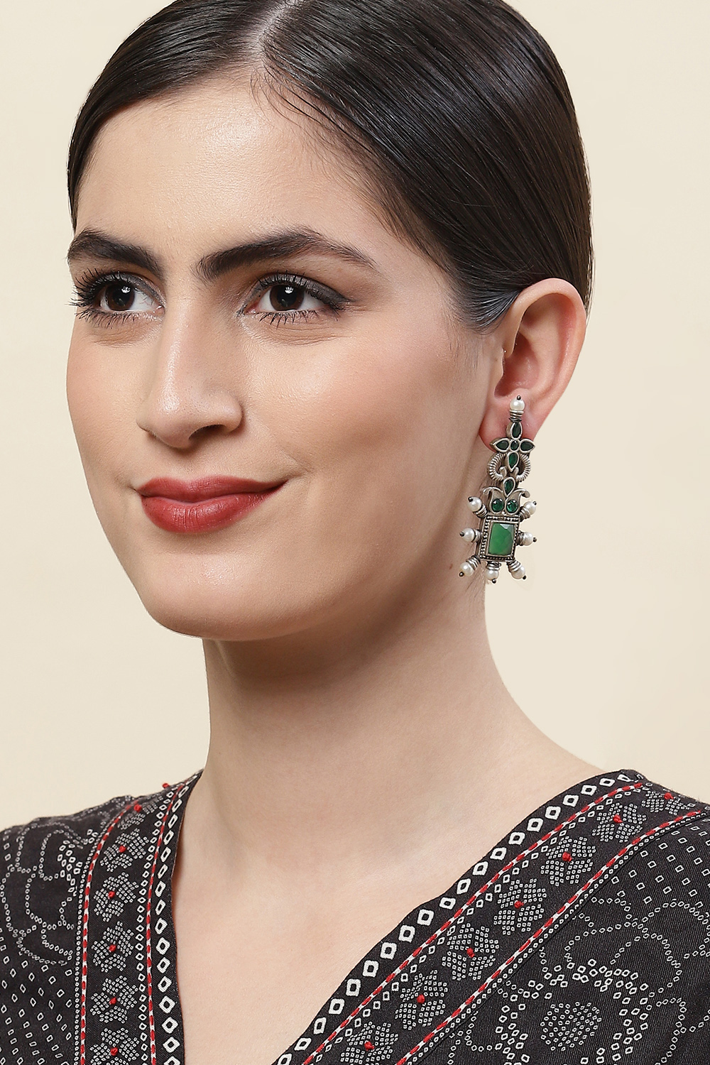 Green Brass Earrings image number 3