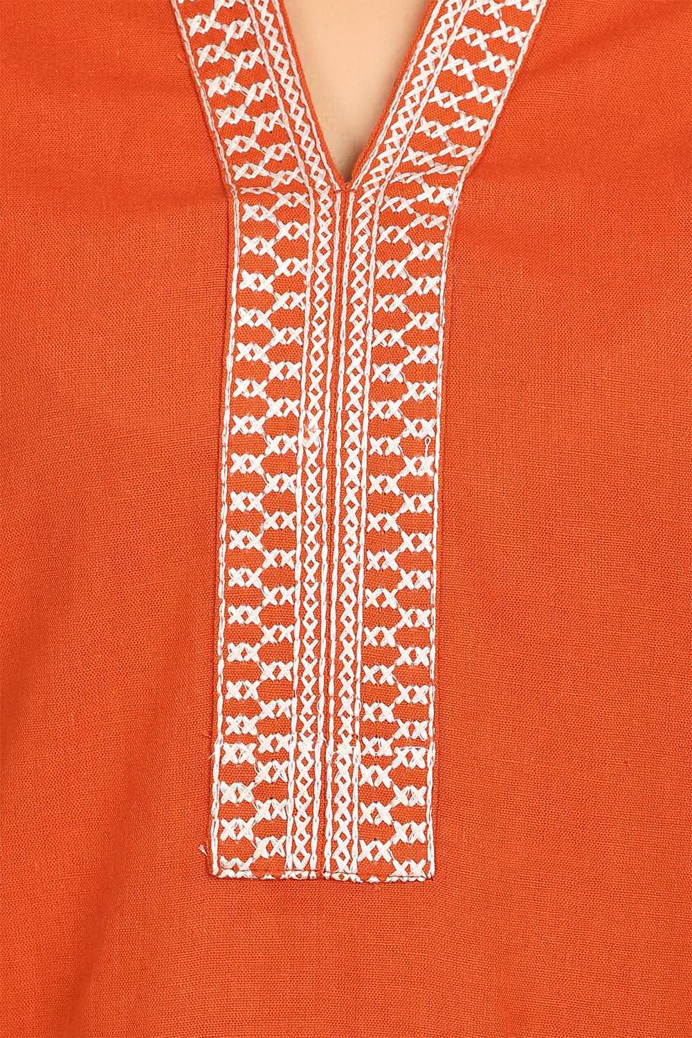 Rust Straight Cotton Kurta image number 4