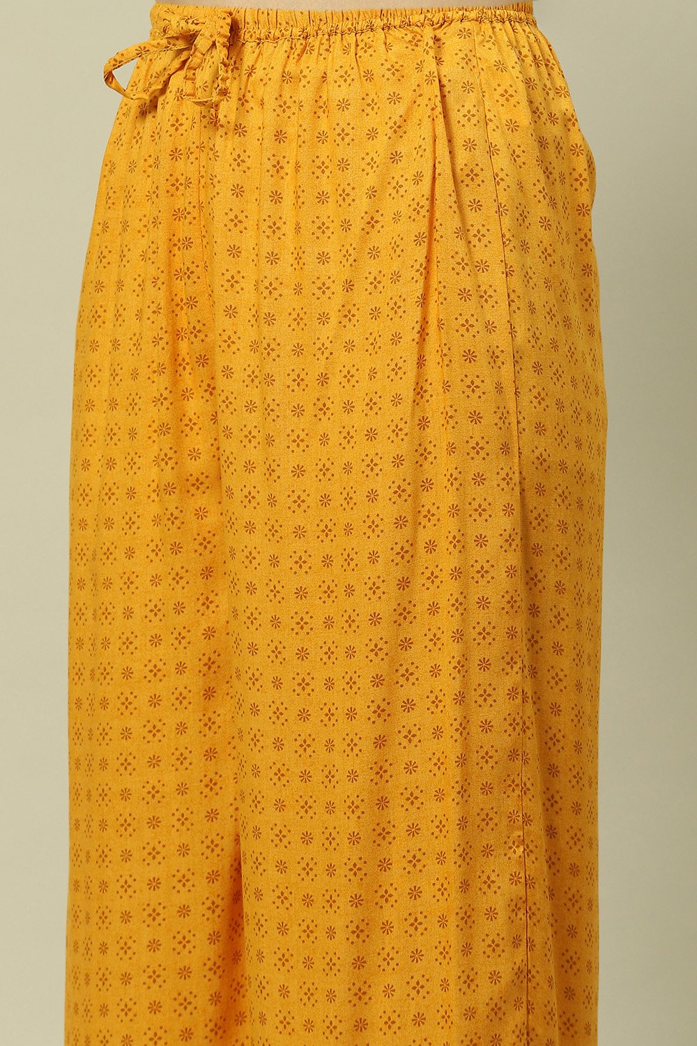 Yellow LIVA Straight Printed Kurta Palazzo Suit Set image number 2