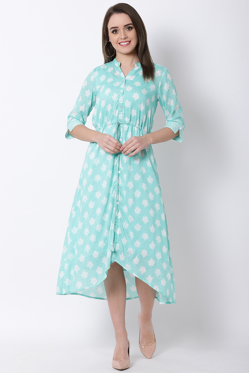 Green Viscose A-Line Dress image number 2