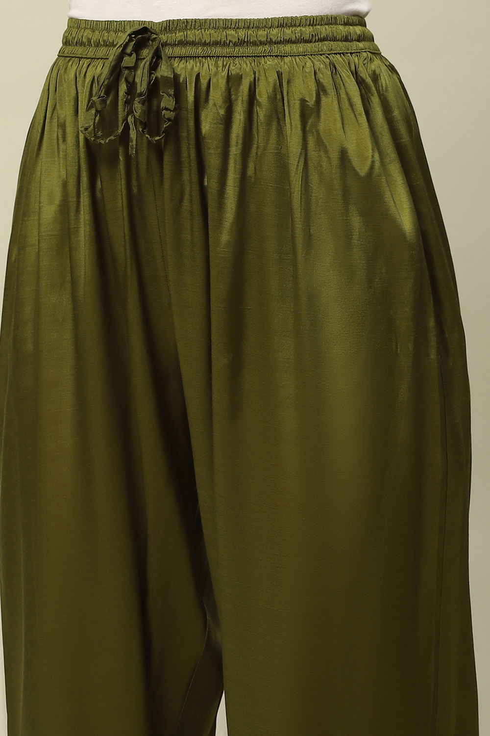 Green Viscose Shantoon Straight Palazzos image number 1