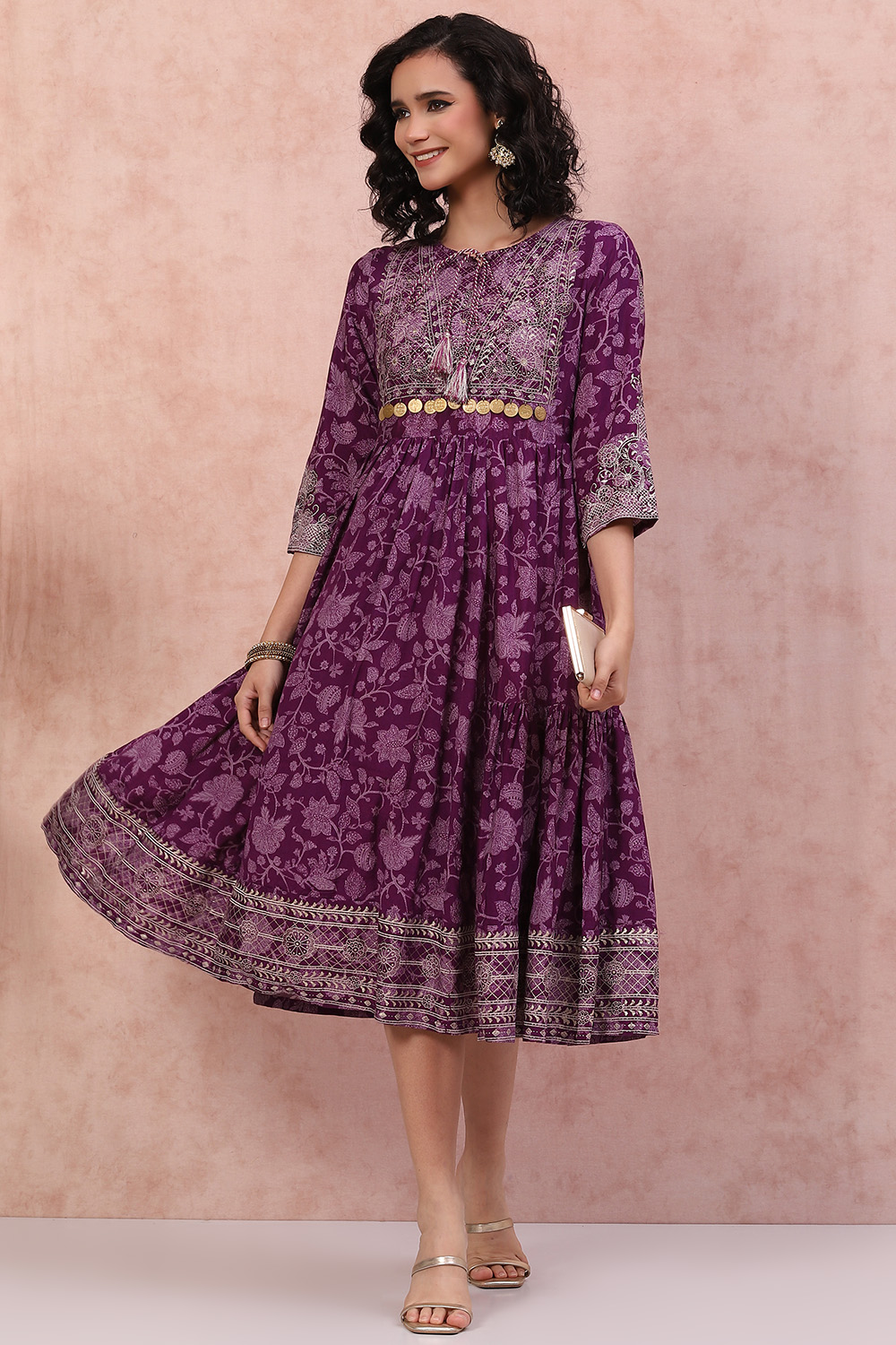 Purple LIVA Tiered Dress image number 5