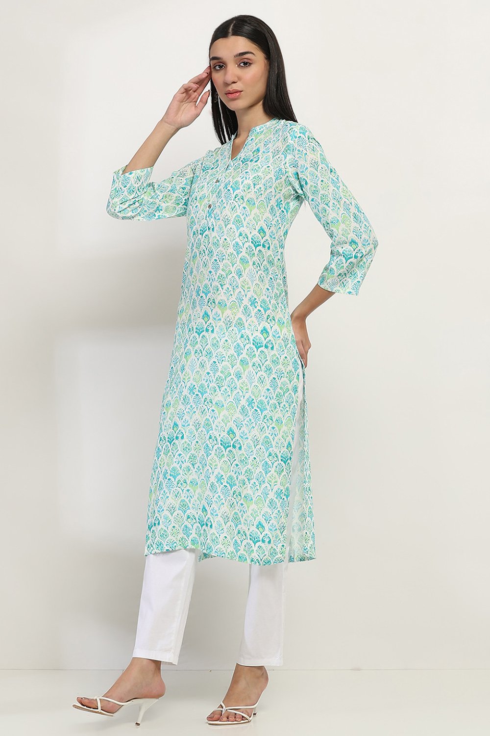 Sea Green Viscose Straight Kurta image number 2