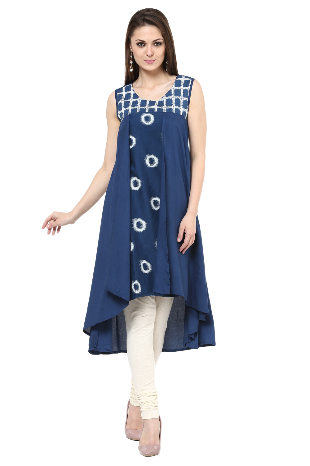 Blue A-Line Cotton Kurta image number 0