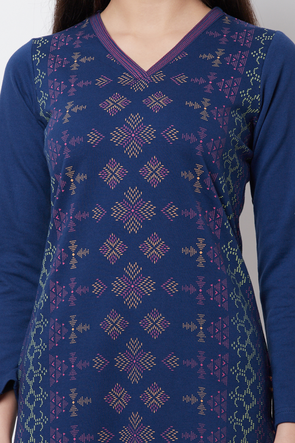 Blue Cotton Straight Kurta image number 1