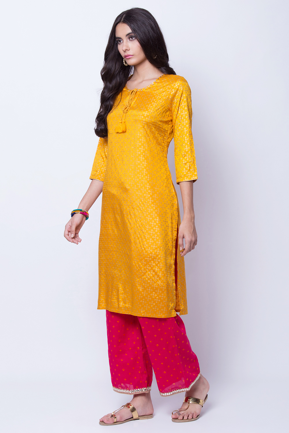 Mustard Shantoon Straight Kurta image number 4