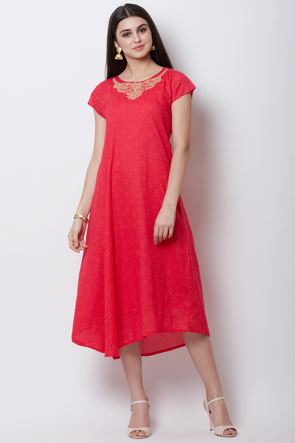 Pink Cotton Asymmetric Dress image number 0