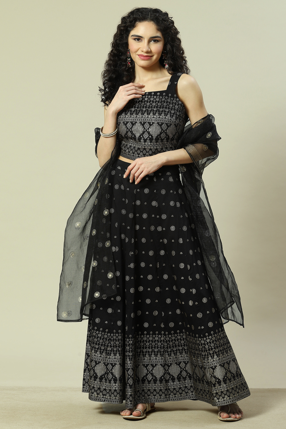 Black Cotton Blend Woven Kurta Suit Set image number 7