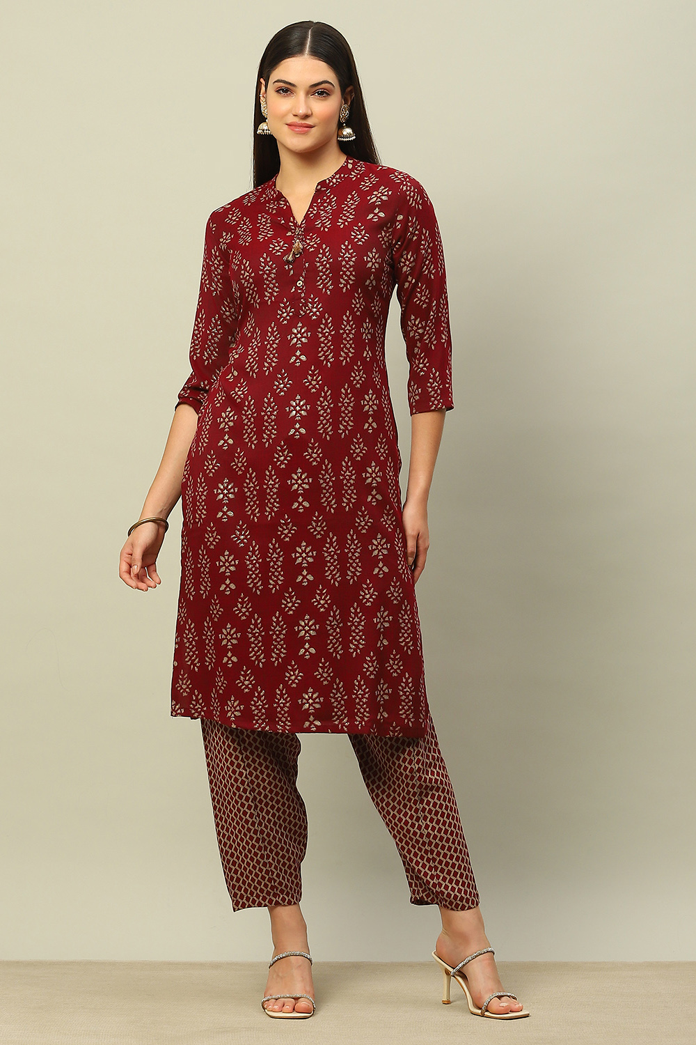 Black Viscose Blend Straight Printed Kurta Salwar Suit Set image number 6