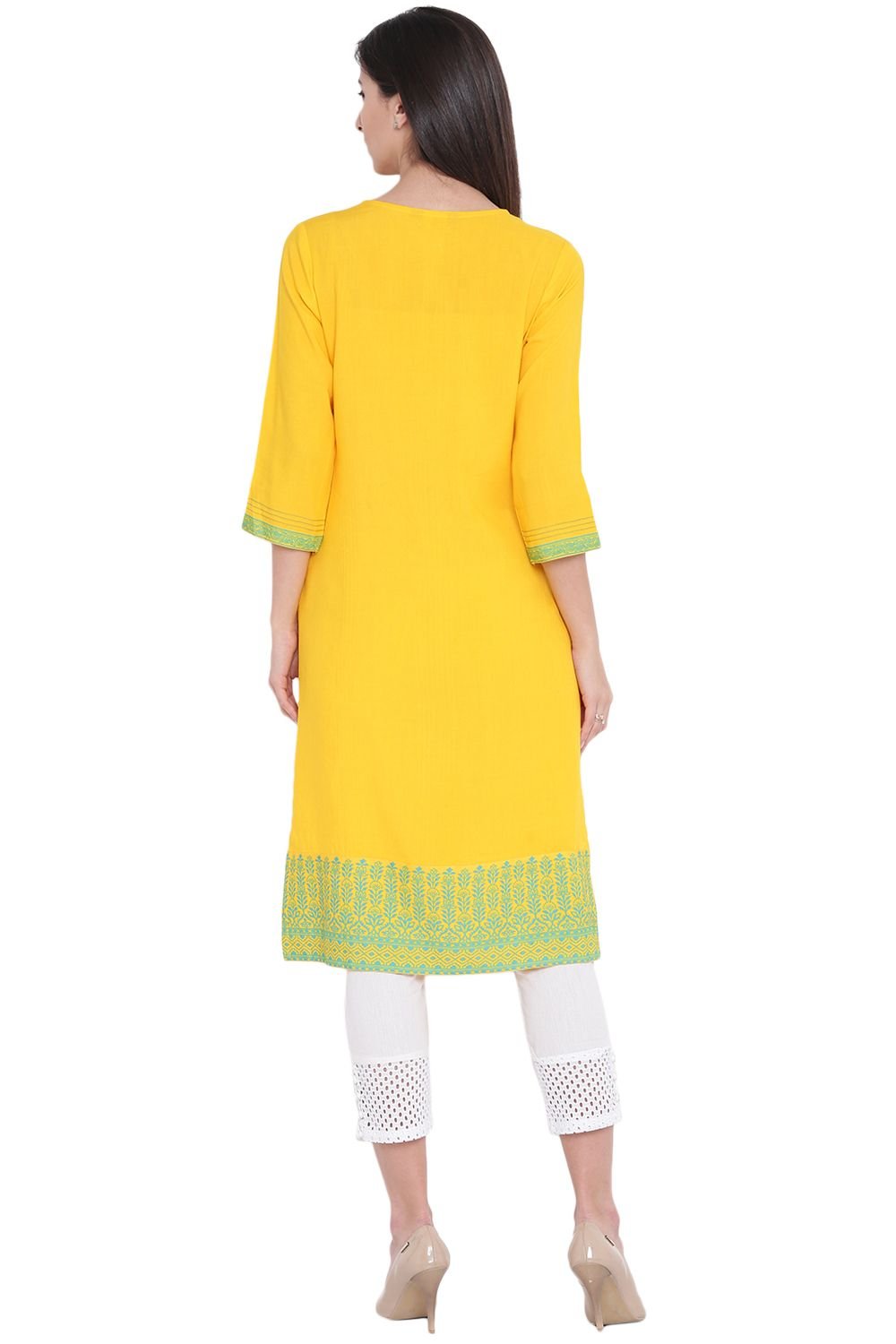 Light Yellow Viscose Straight Kurta image number 4