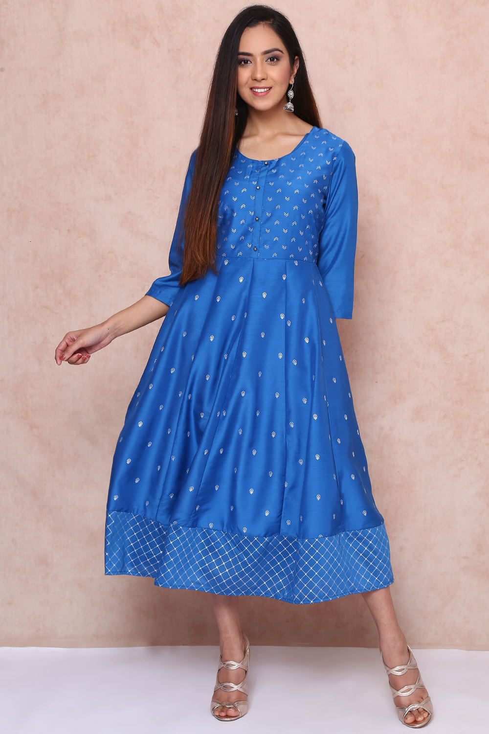 Royal Blue Art Silk Kalidar Dress image number 0