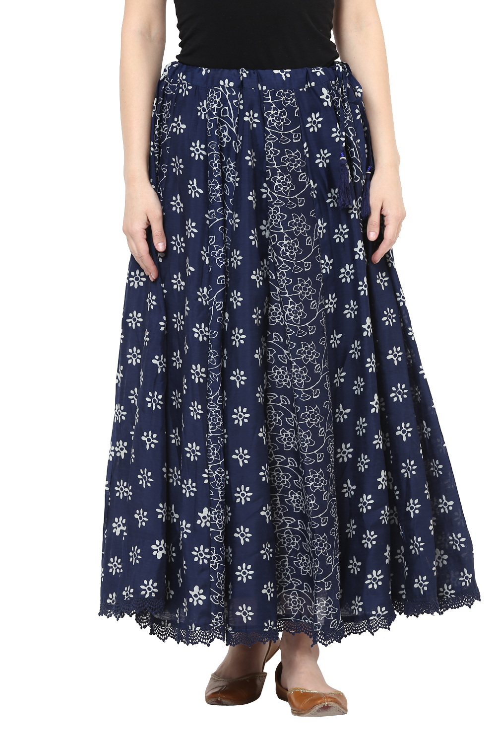 Indigo Poly Chanderi Skirt image number 0