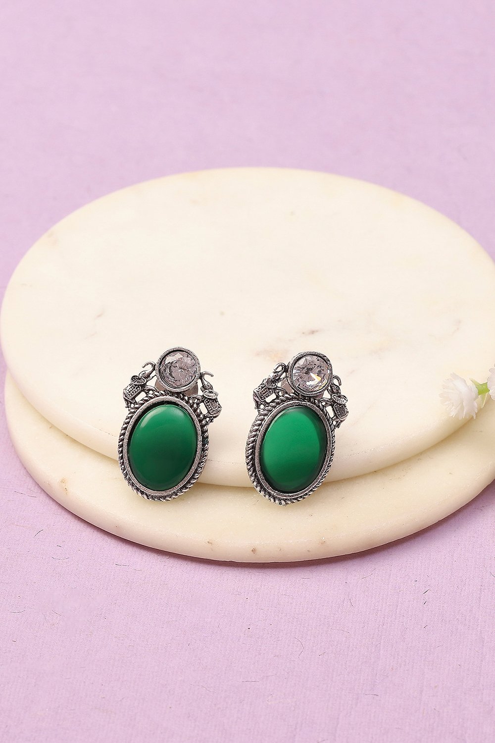 Apple Green Oxidised Alloy Earrings image number 0