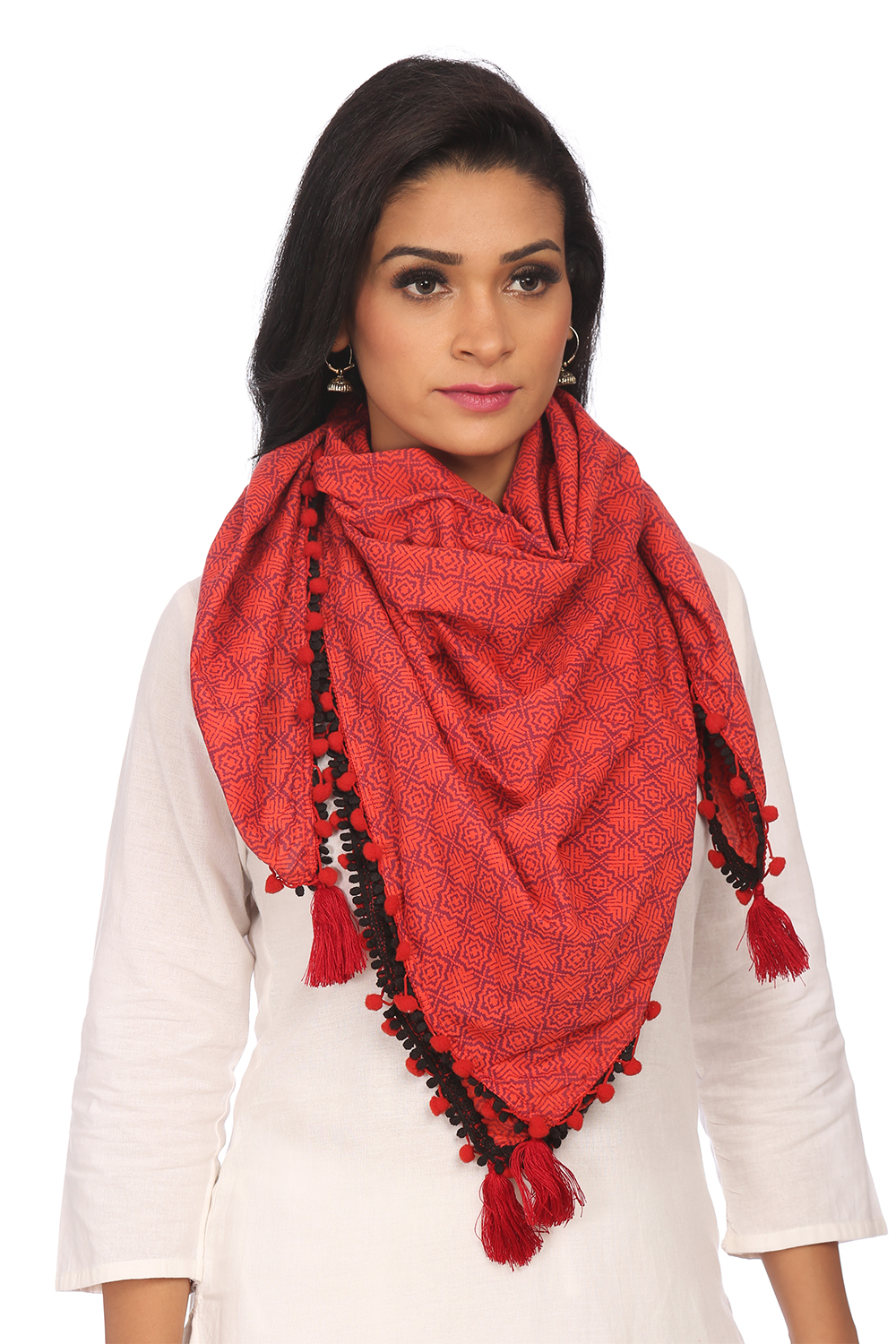 Red Cotton Scarf image number 0