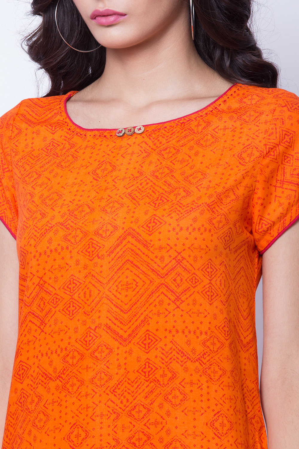Orange Viscose Rayon Asymmetric Dress image number 1