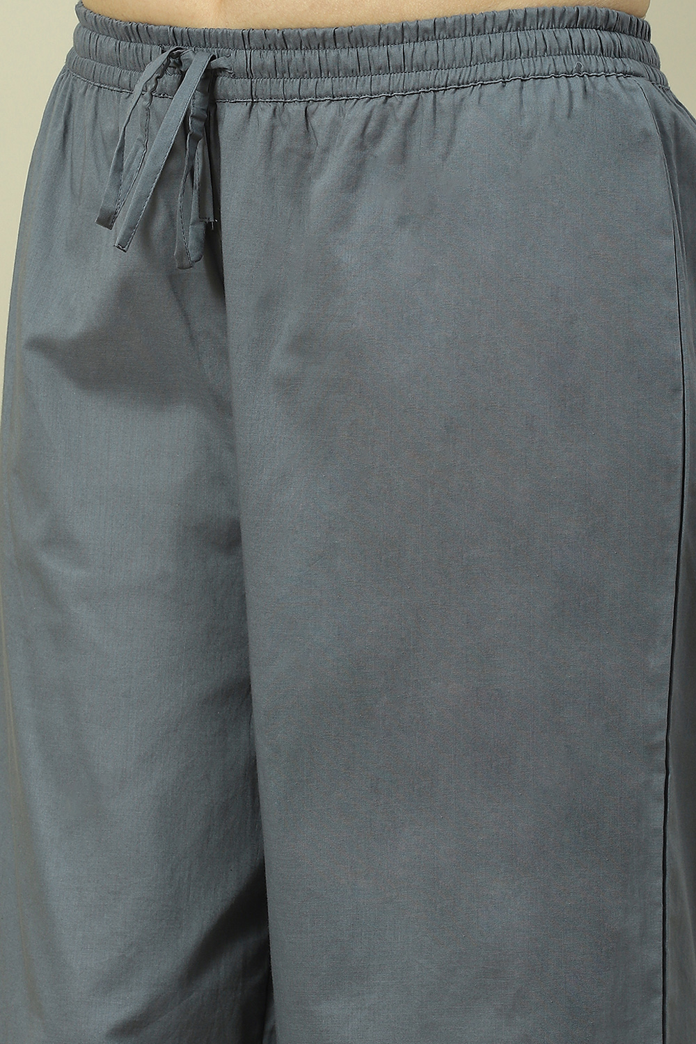 Grey Cotton Blend Woven Straight Kurta Suit Set image number 2