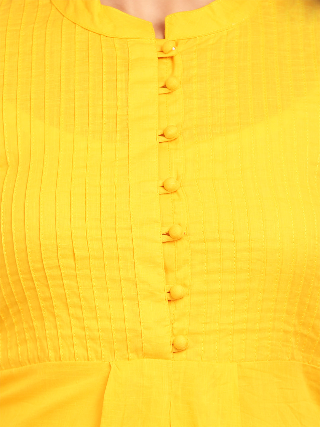 Dark Yellow Straight Cotton Kurta image number 4
