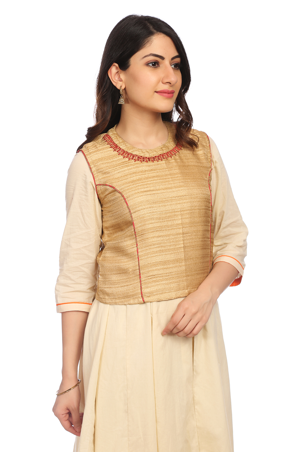 Red Short Kurta Poly Cotton Indie Top image number 2