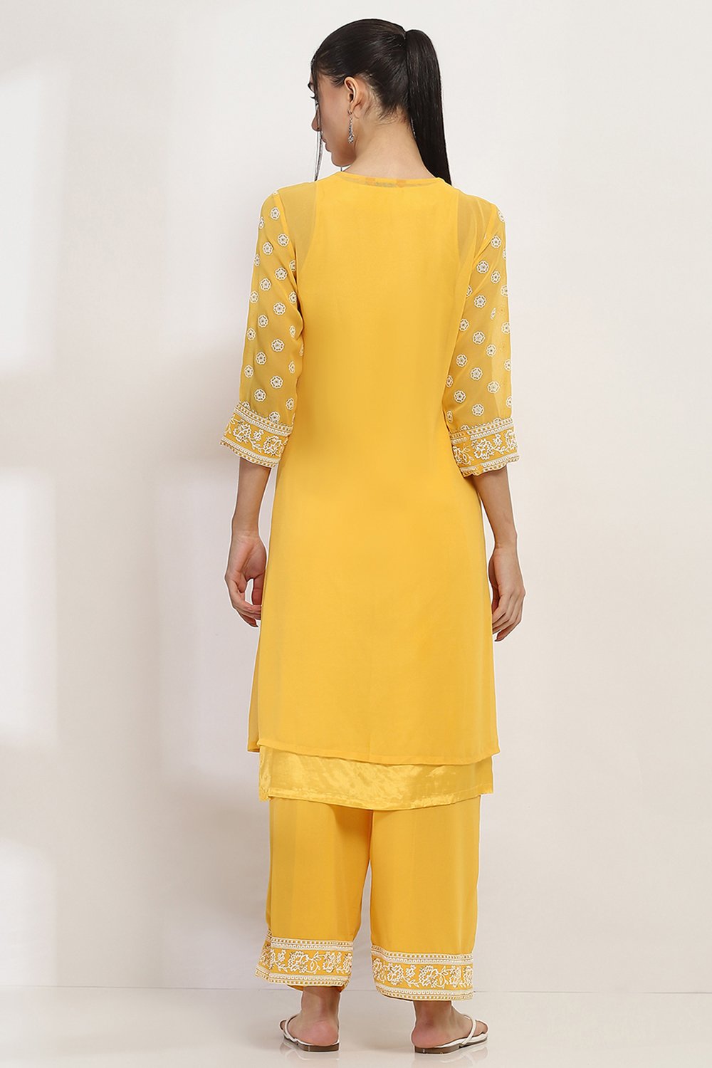 Mustard Polyester Front Open Kurta image number 3