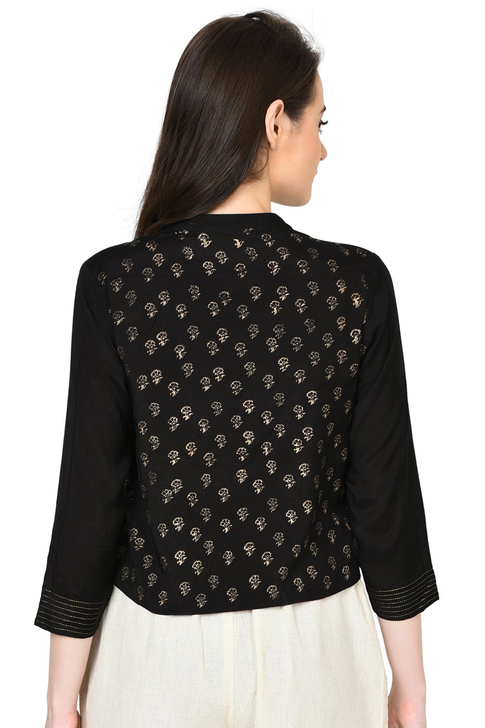 Black Viscose Reversible Jacket image number 3