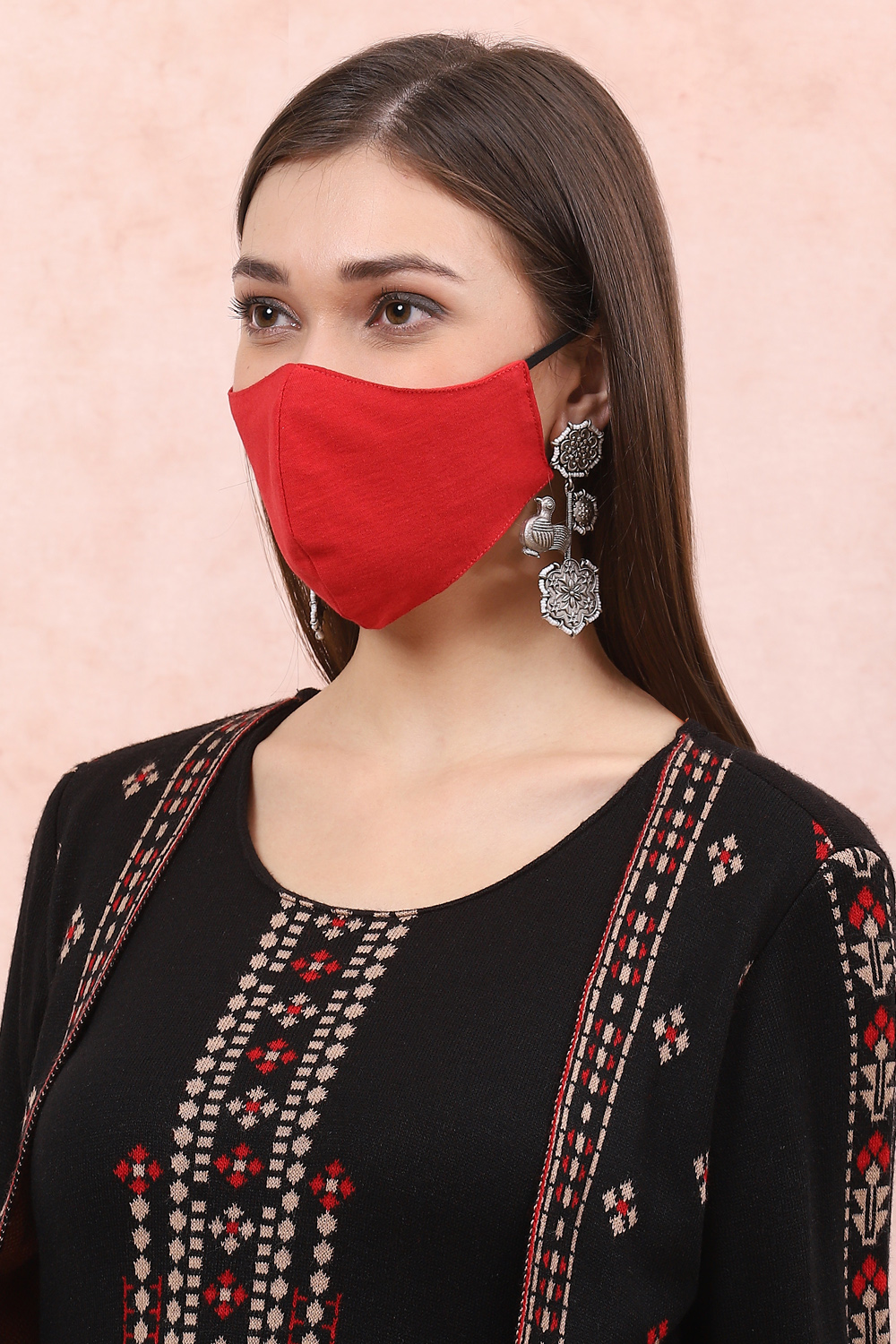 Red Cotton Mask image number 1