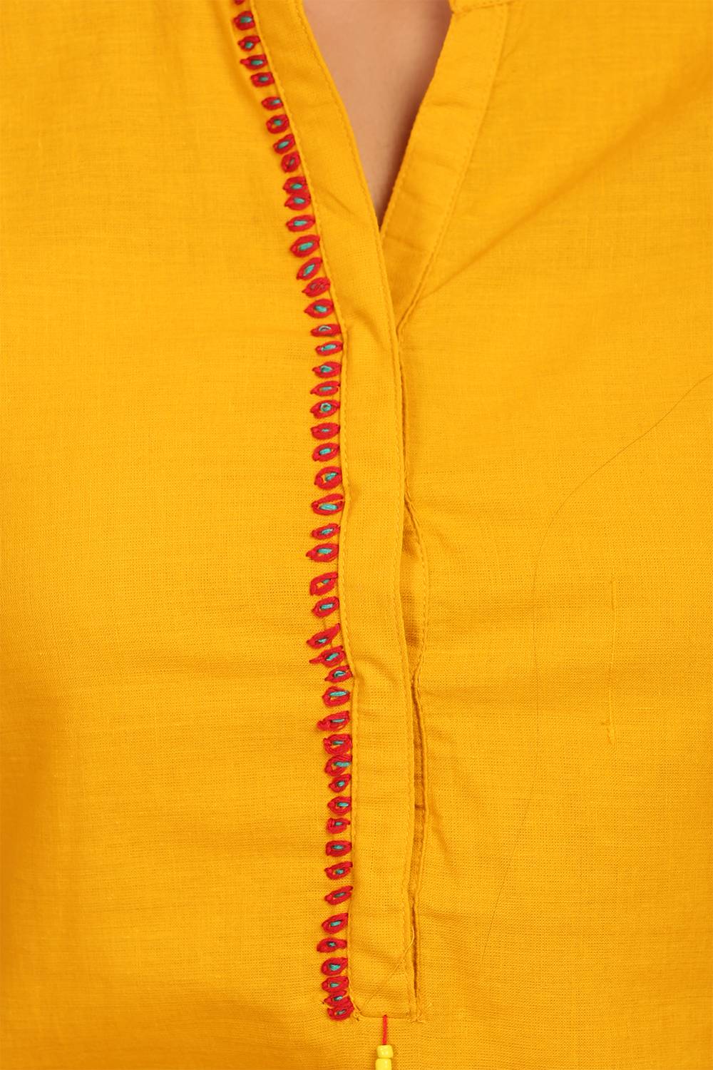 Yellow Straight Cotton Kurta image number 4