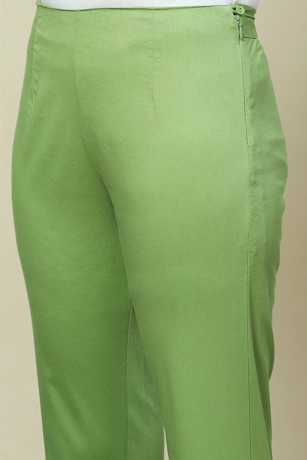 Pink Cotton Blend Slim Pant image number 1