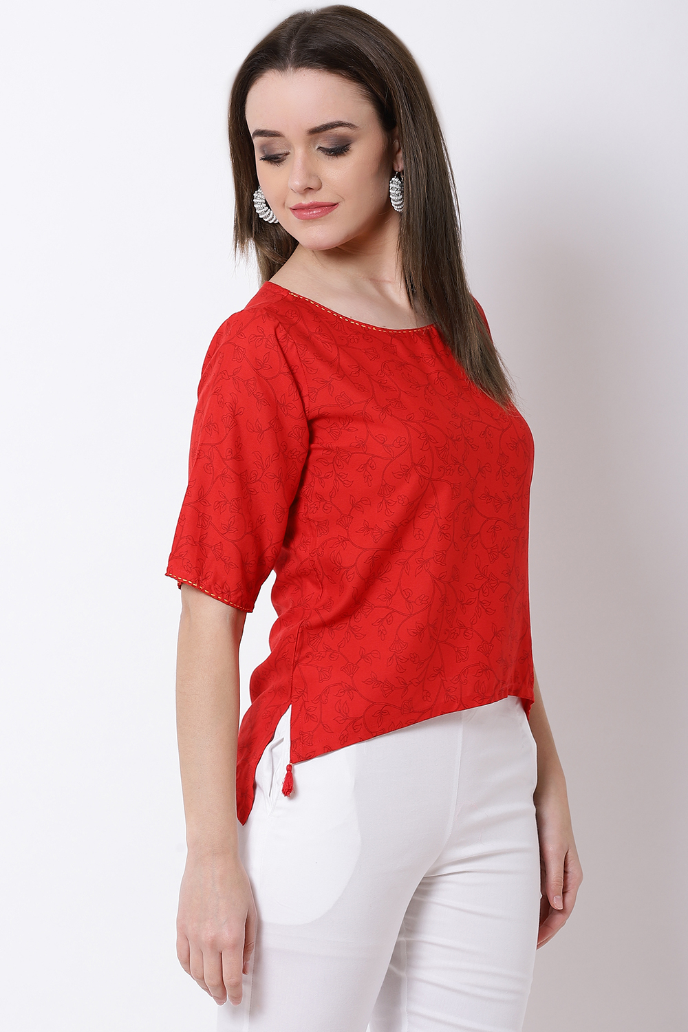 Red Viscose Rayon Top image number 4
