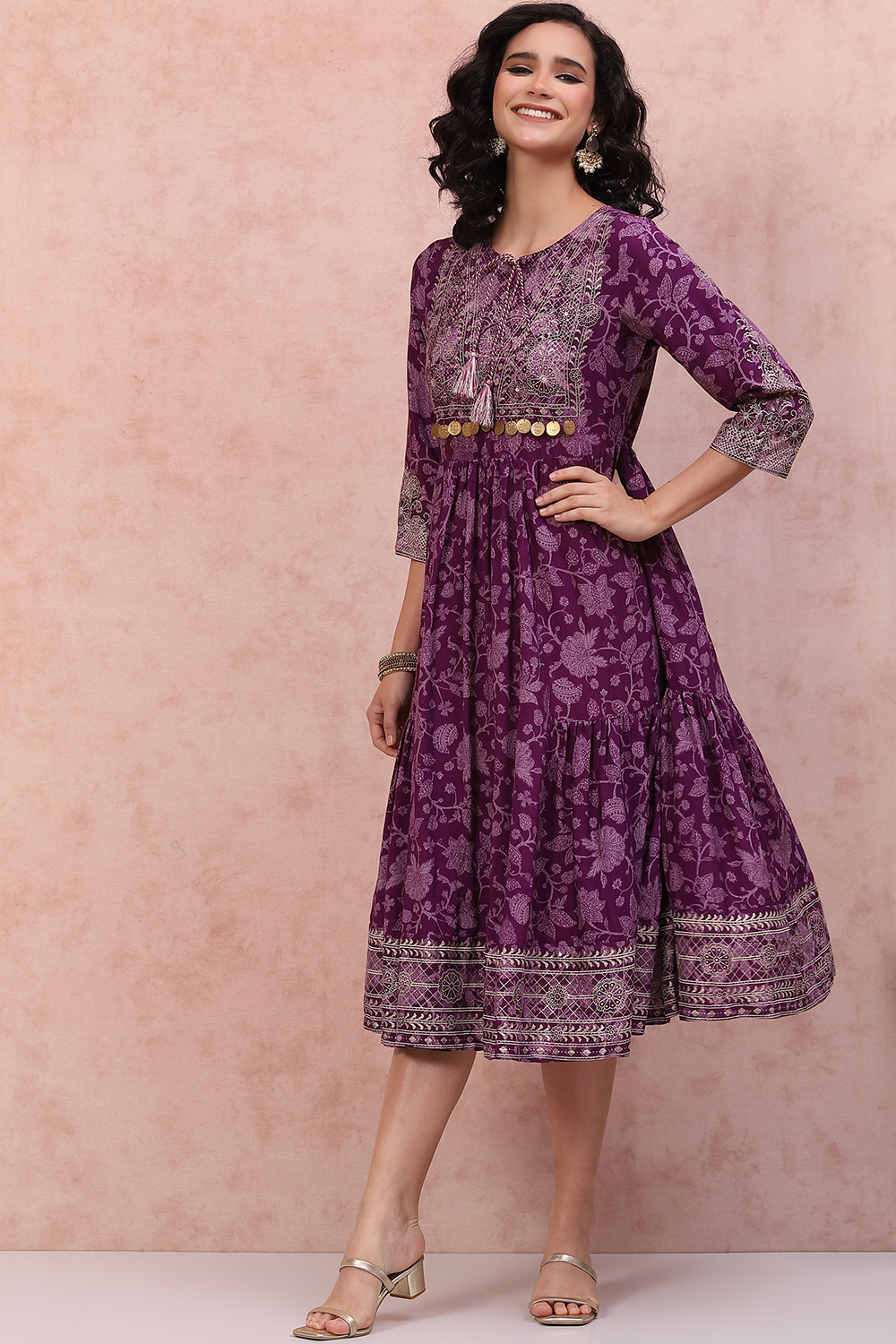 Purple LIVA Tiered Dress image number 2