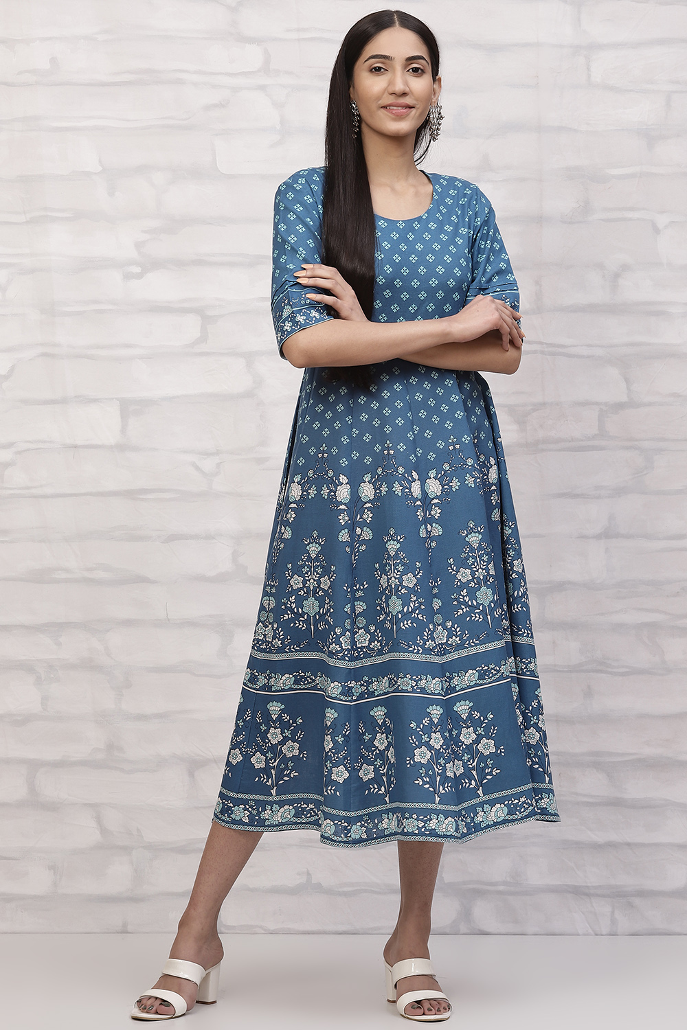 Indigo LIVA A Line Dress image number 0