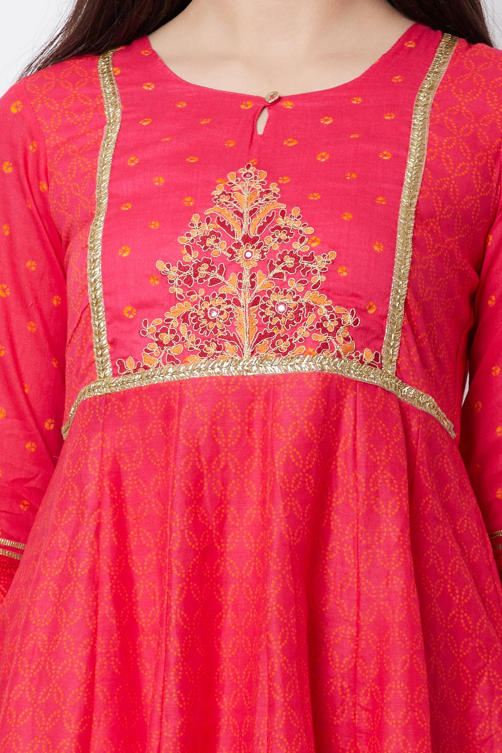 Pink Cotton Kalidar Kurta image number 1