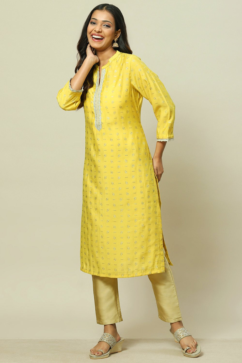 Pink LIVA Straight Kurta image number 2