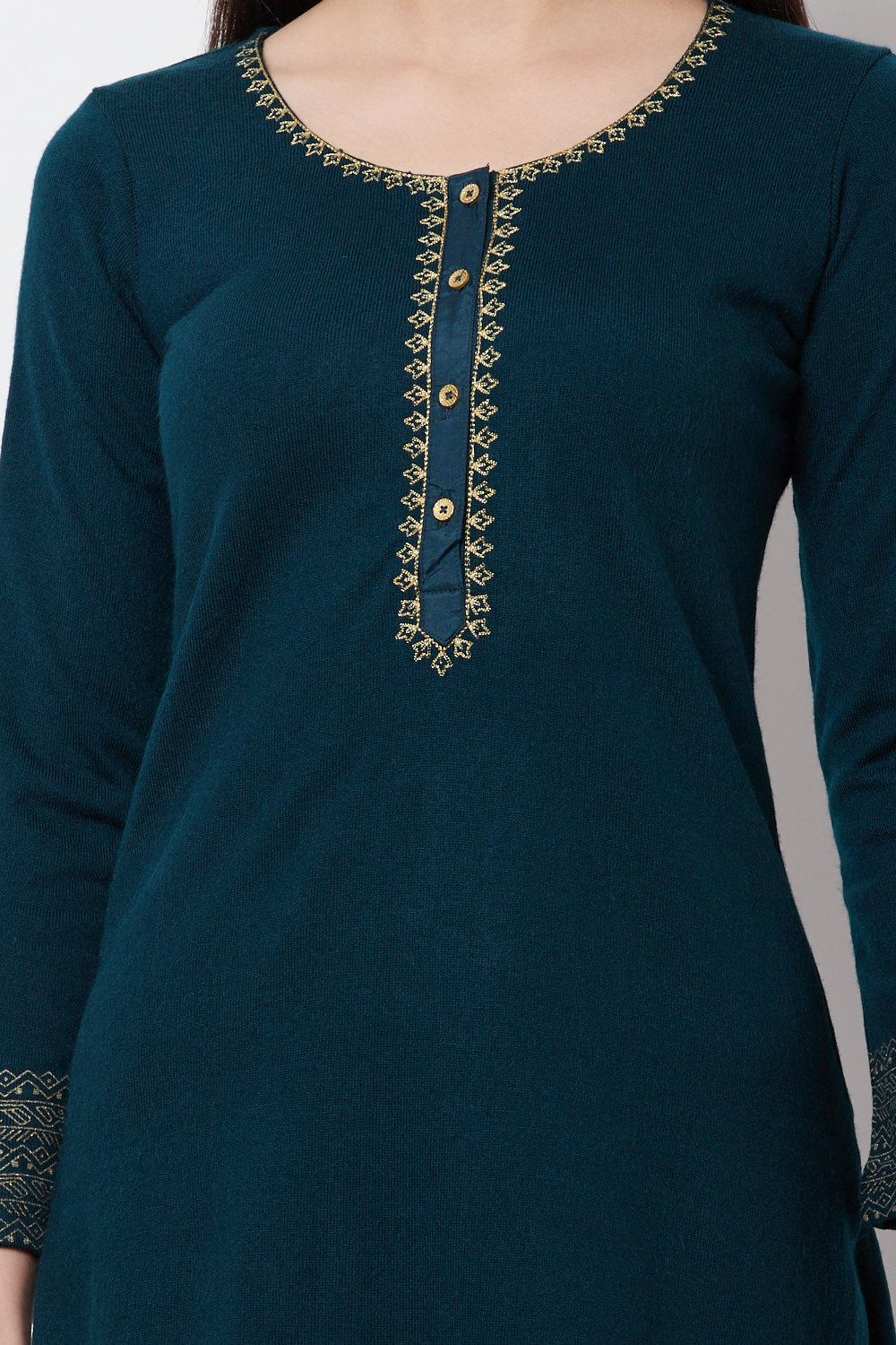 Dark Green POLY COTTON      Straight Kurta image number 1