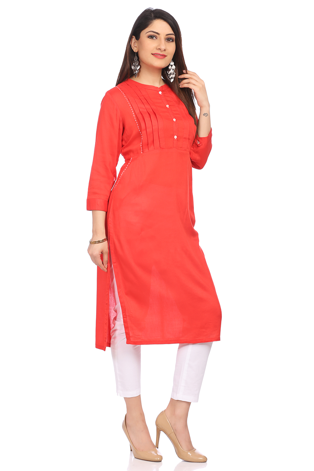 Pink Viscose Straight Kurta image number 2