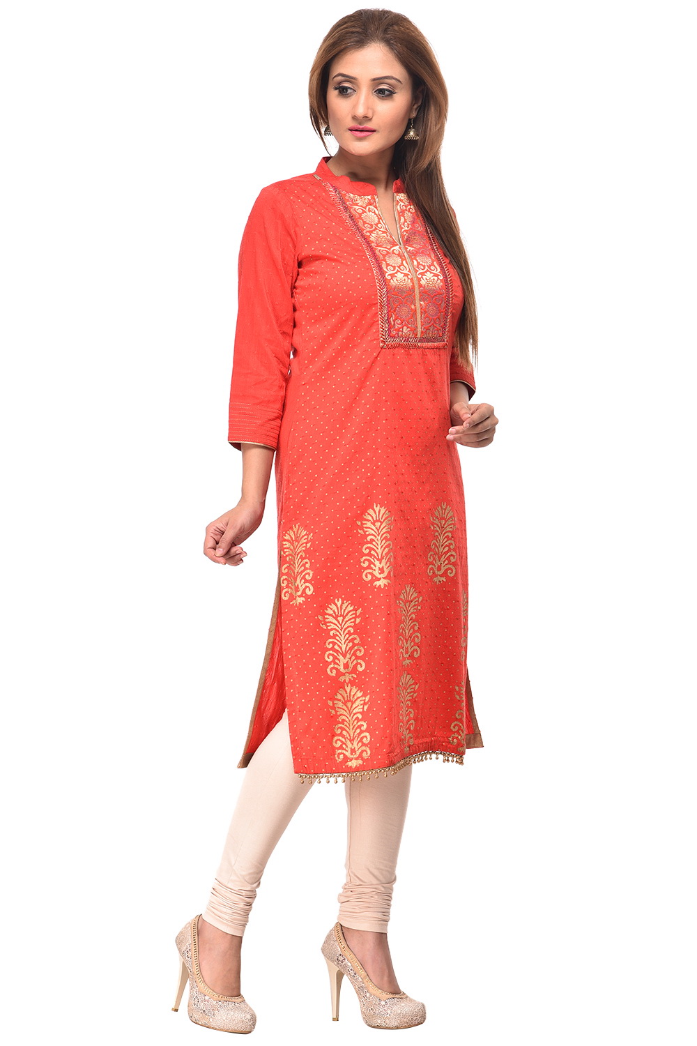 Coral Straight Cotton Kurta image number 2