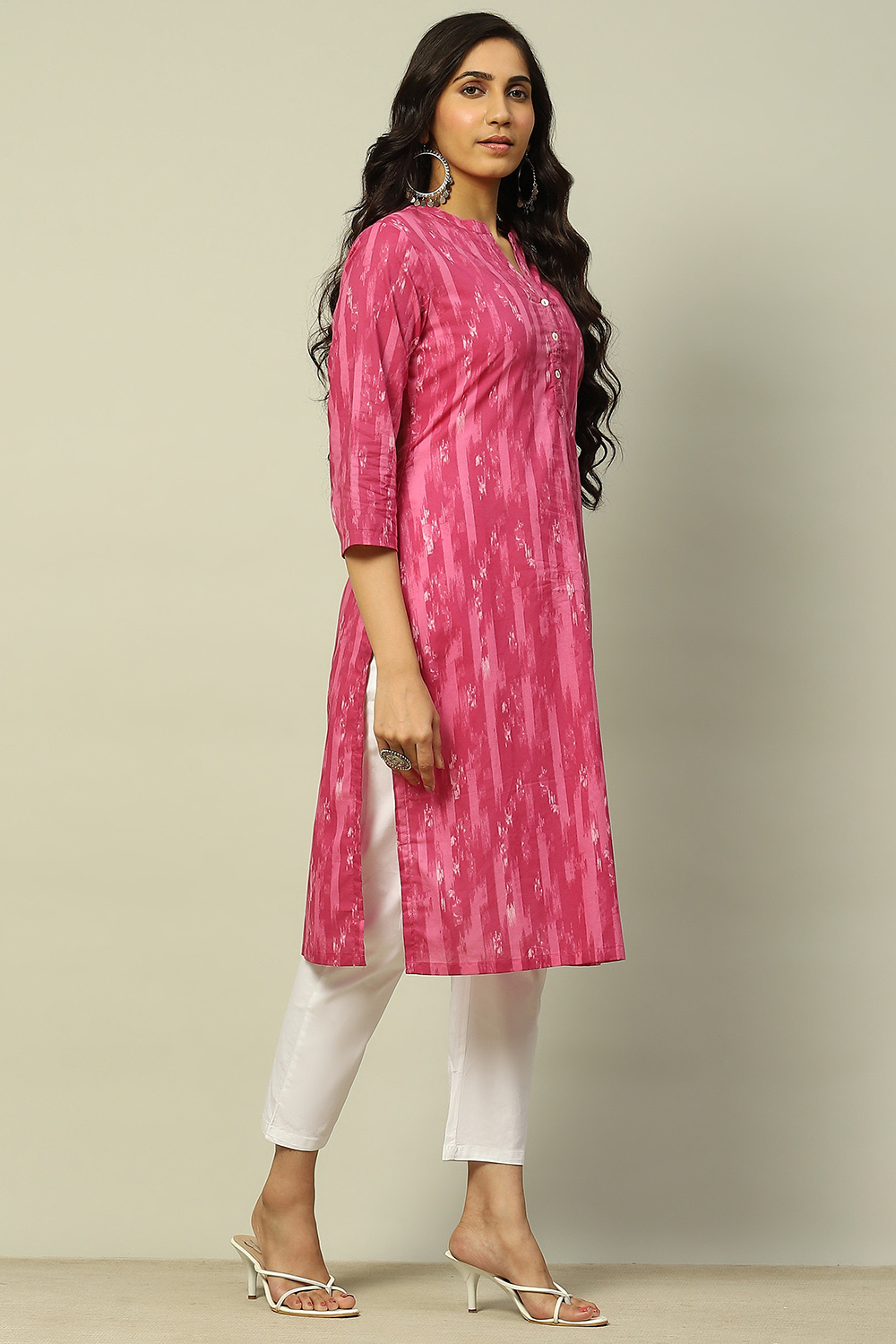 Green Cotton Printed Straight Kurta image number 4