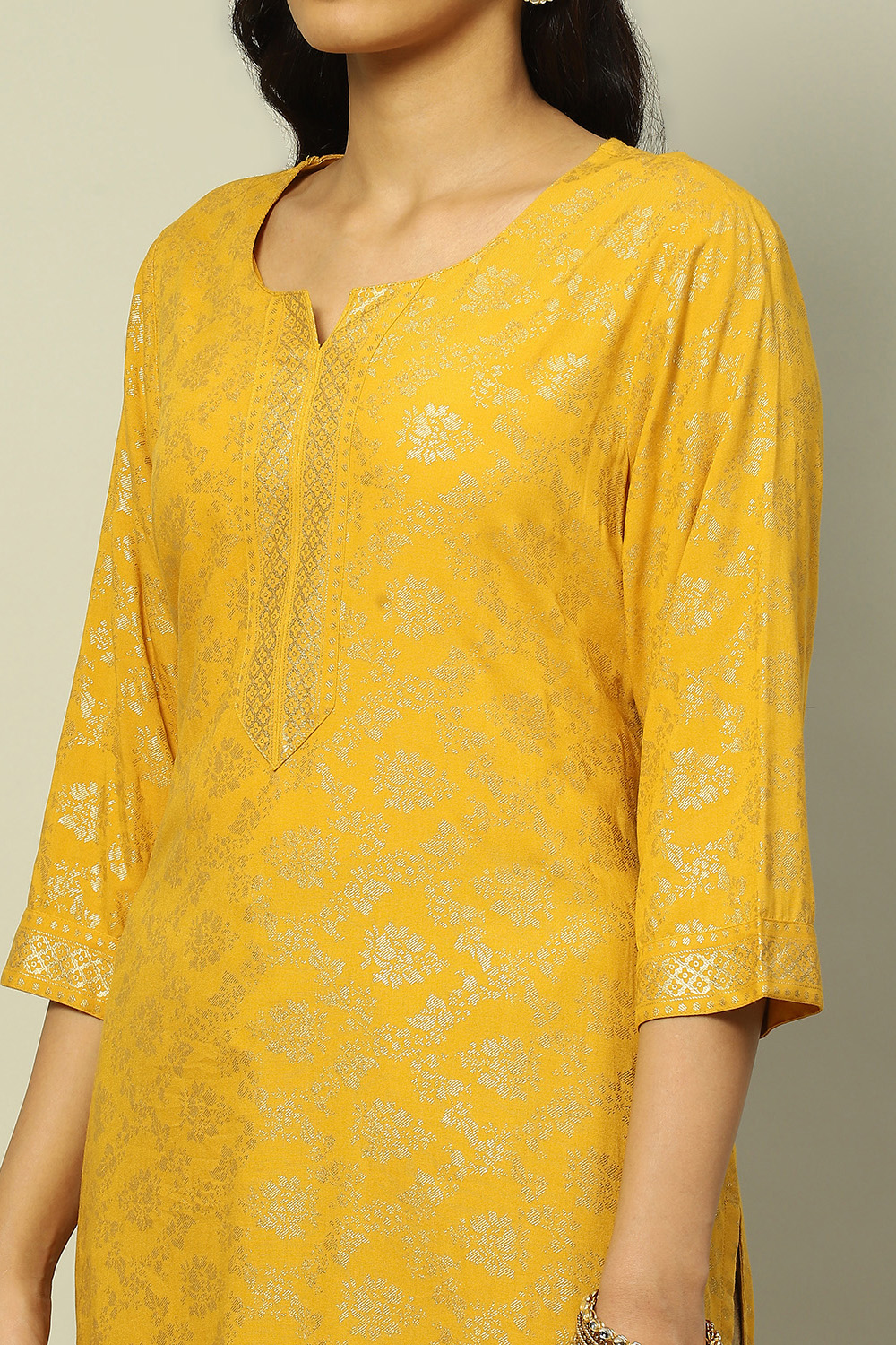 Sage Green Printed Festive Straight Kurta image number 1