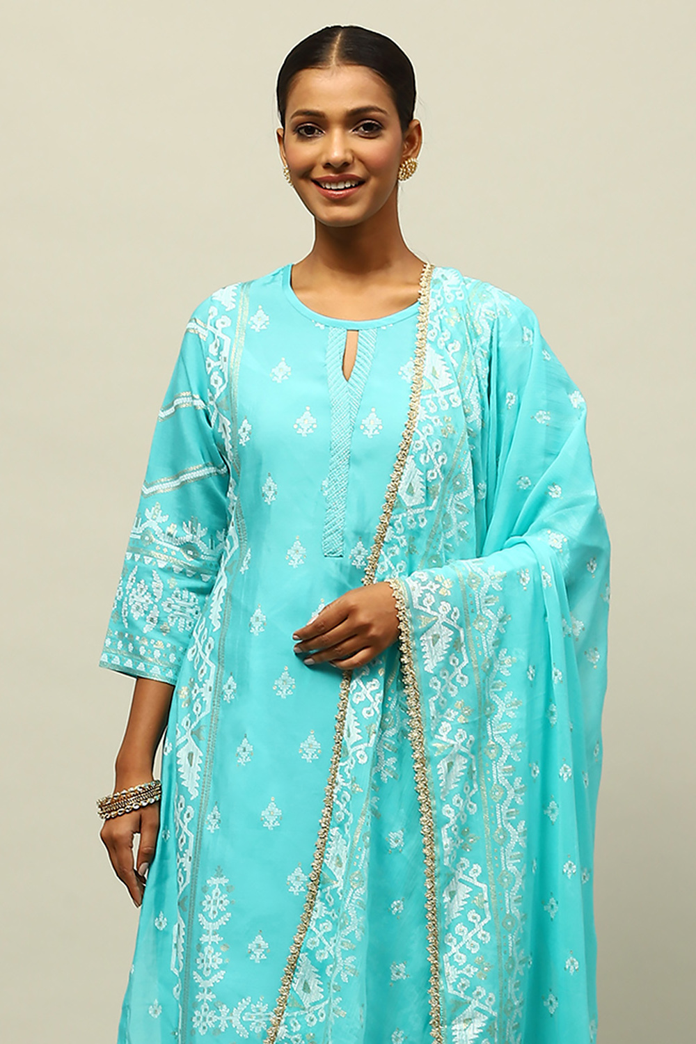 Blue Poly Chiffon Dupatta image number 1