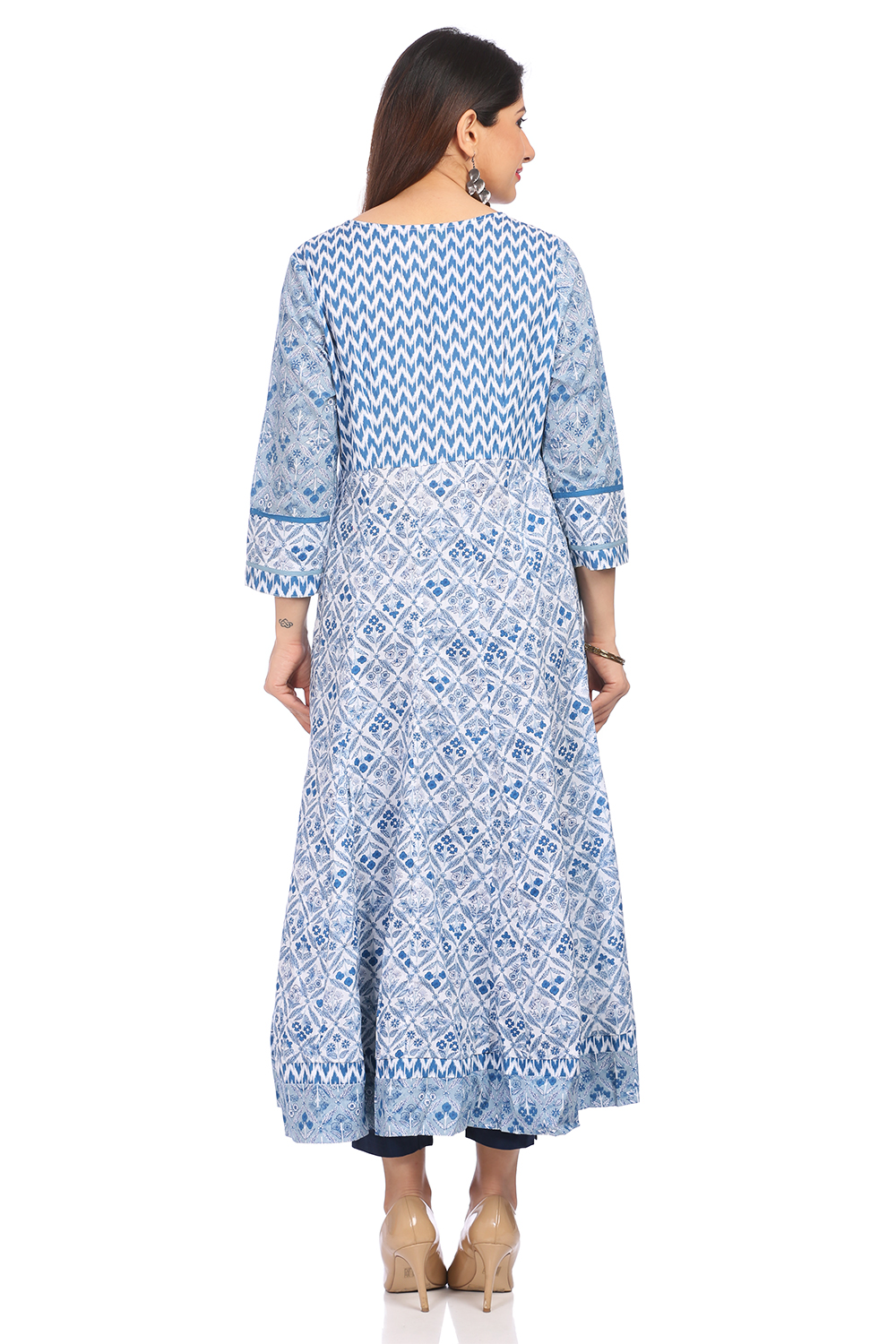 Light-Blue Cambric Kalidar Kurta image number 4